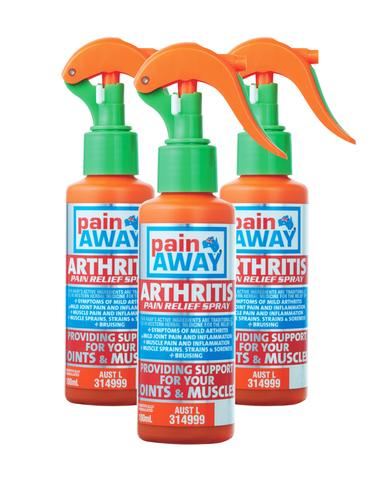 3 x PAIN AWAY ARTHRITIS <br> PAIN RELIEF SPRAY 100ML