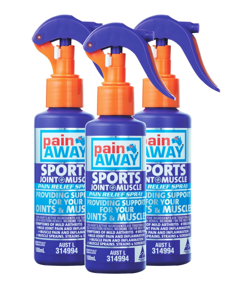 3 x PAIN AWAY SPORTS  - JOINT & MUSCLE <br> PAIN RELIEF SPRAY 100ML