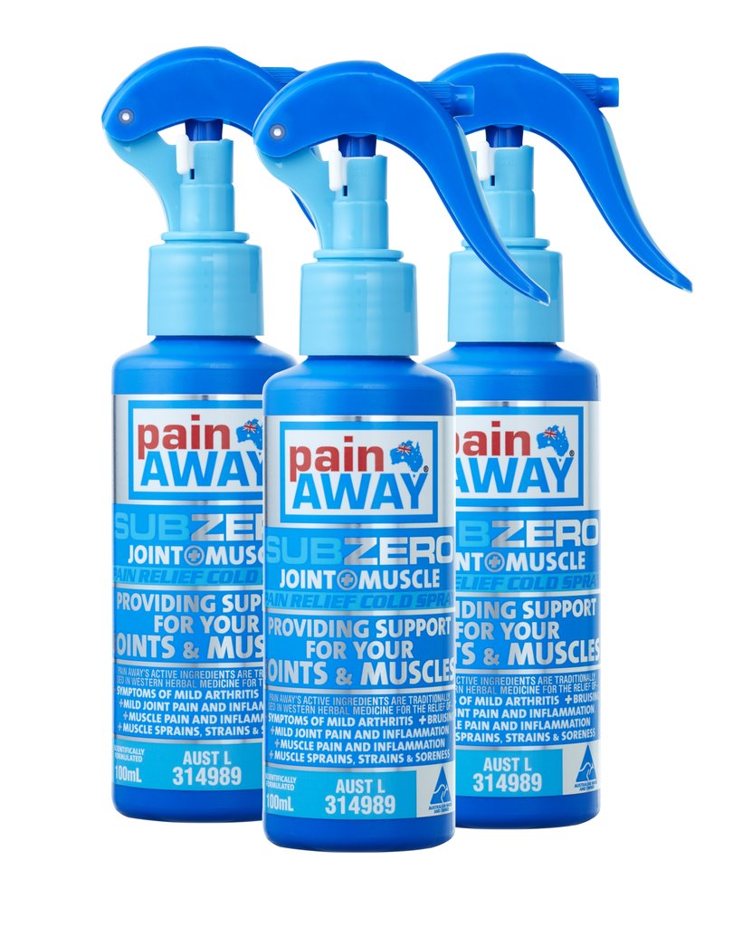 3 x  PAIN AWAY SUB ZERO – JOINT & MUSCLE <br> PAIN RELIEF COLD SPRAY 100ML