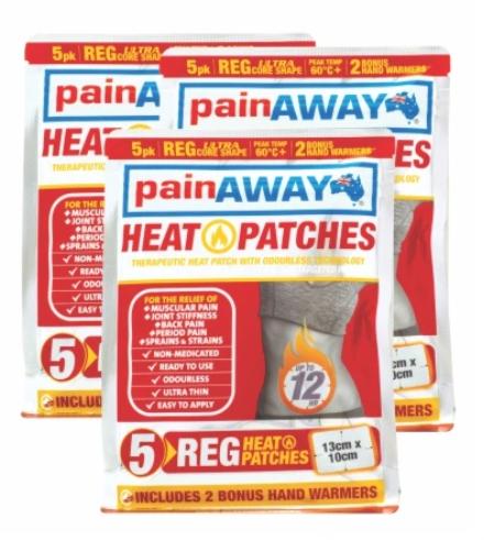 3 x PAIN AWAY HEAT PATCH <BR> REGULAR 5 PACK