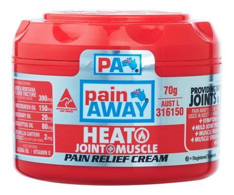 PAIN AWAY HEAT JOINT & MUSCLE <br>PAIN RELIEF CREAM 70G