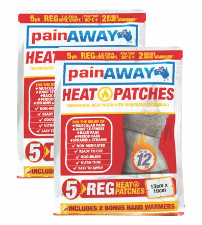 2 x PAIN AWAY HEAT PATCH <BR> REGULAR 5 PACK