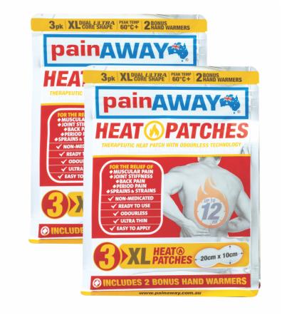 2 x PAIN AWAY HEAT PATCH <BR> XL 3 PACK