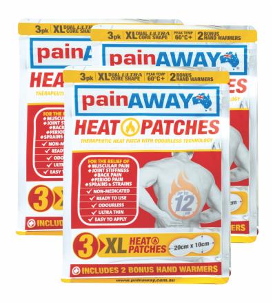 3 x PAIN AWAY HEAT PATCH <BR> XL 3 PACK