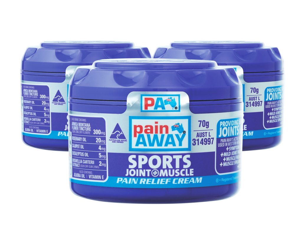 3 x PAIN AWAY SPORTS - JOINT & MUSCLE PAIN RELIEF <br> CREAM 70G