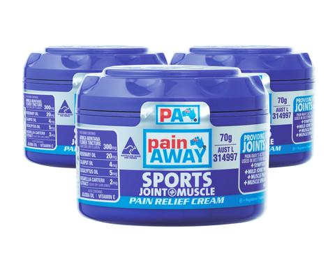 3 x PAIN AWAY SPORTS - JOINT & MUSCLE PAIN RELIEF <br> CREAM 70G