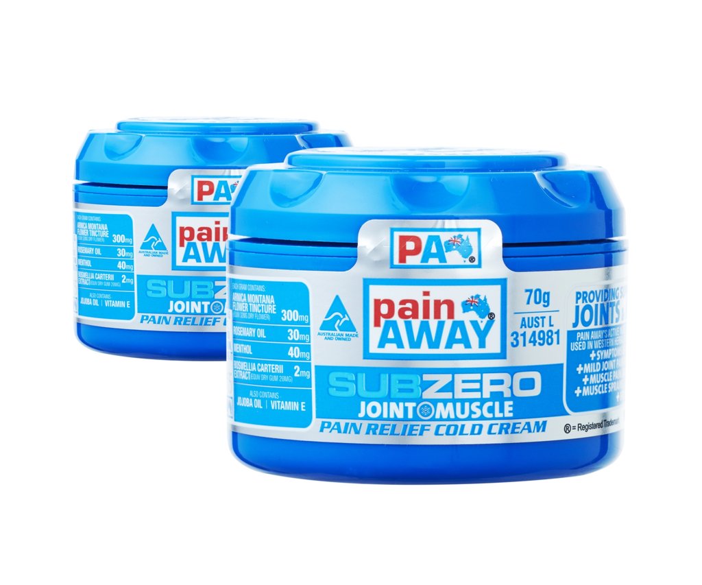 2 x PAIN AWAY SUB ZERO - JOINT & MUSCLE PAIN RELIEF COLD <br> CREAM 70G