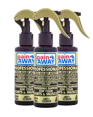 3 x PAIN AWAY PROFESSIONAL <BR> PAIN RELIEF SPRAY 100ML